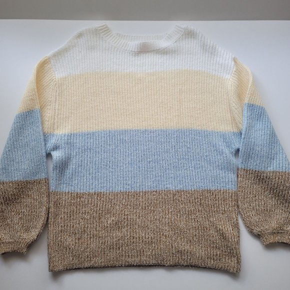 Pink Lily Sweater Women's Small Chunky Striped Knit Long Sleeve - Picture 4 of 4